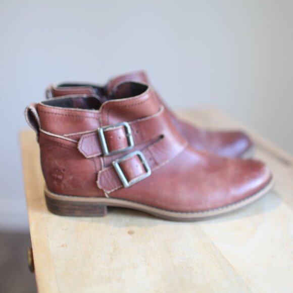 TIMBERLAND earthkeepers savin hill double buckle brown leather ankle boots 7 - Picture 4 of 9